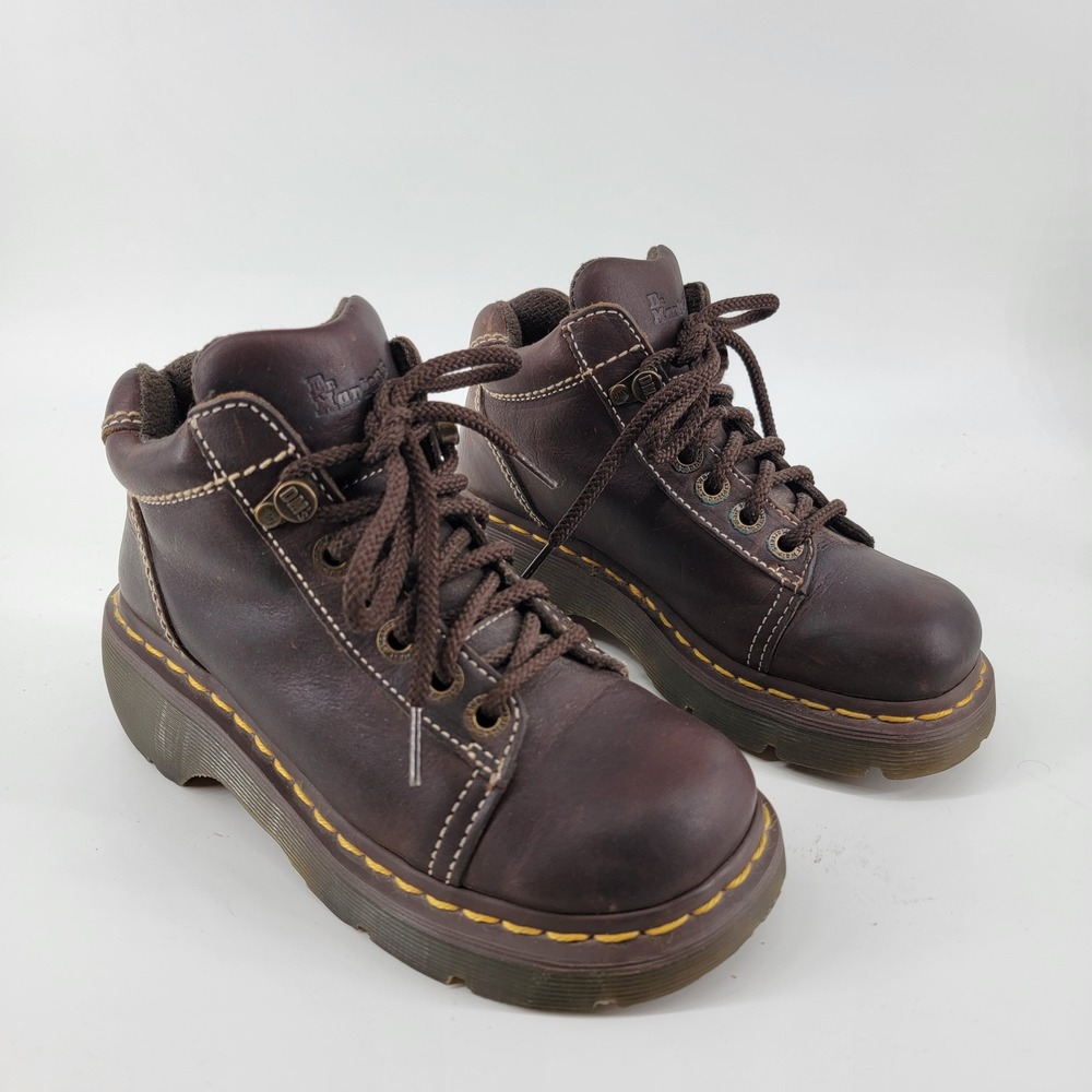 Dr. Martens 8542 Ankle Boots Women 5 Dark Brown Leather Platform Chunky Vintage